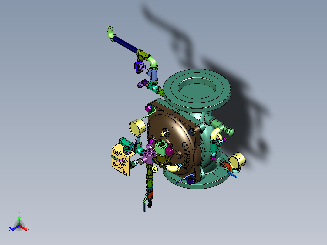 消防火灾报警伯尔梅特开关雨淋阀正等轴测图