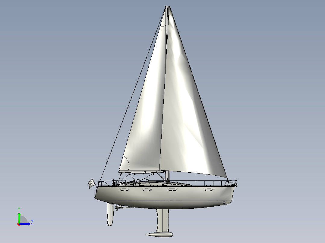 帆船3D图纸_step左视图