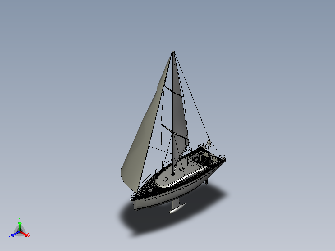 帆船3D图纸_step正等轴测图