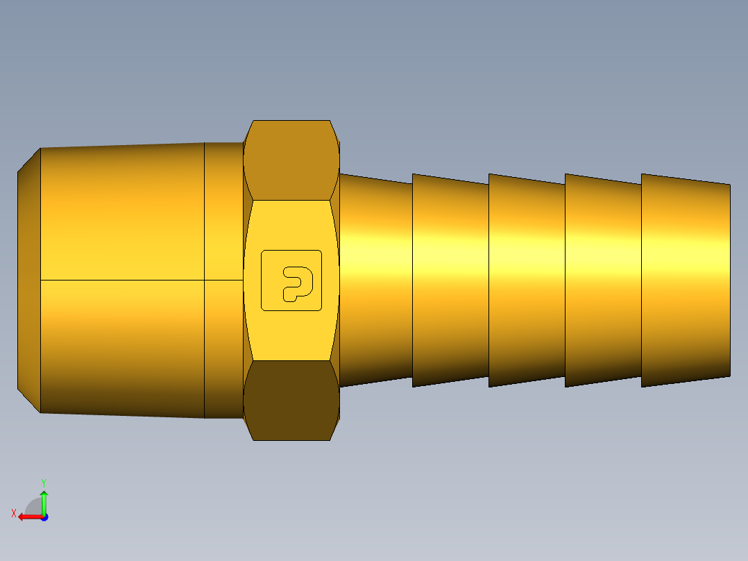 倒齿式工业管接头Hose Barb to Male Pipe 125HBL-8-6后视图