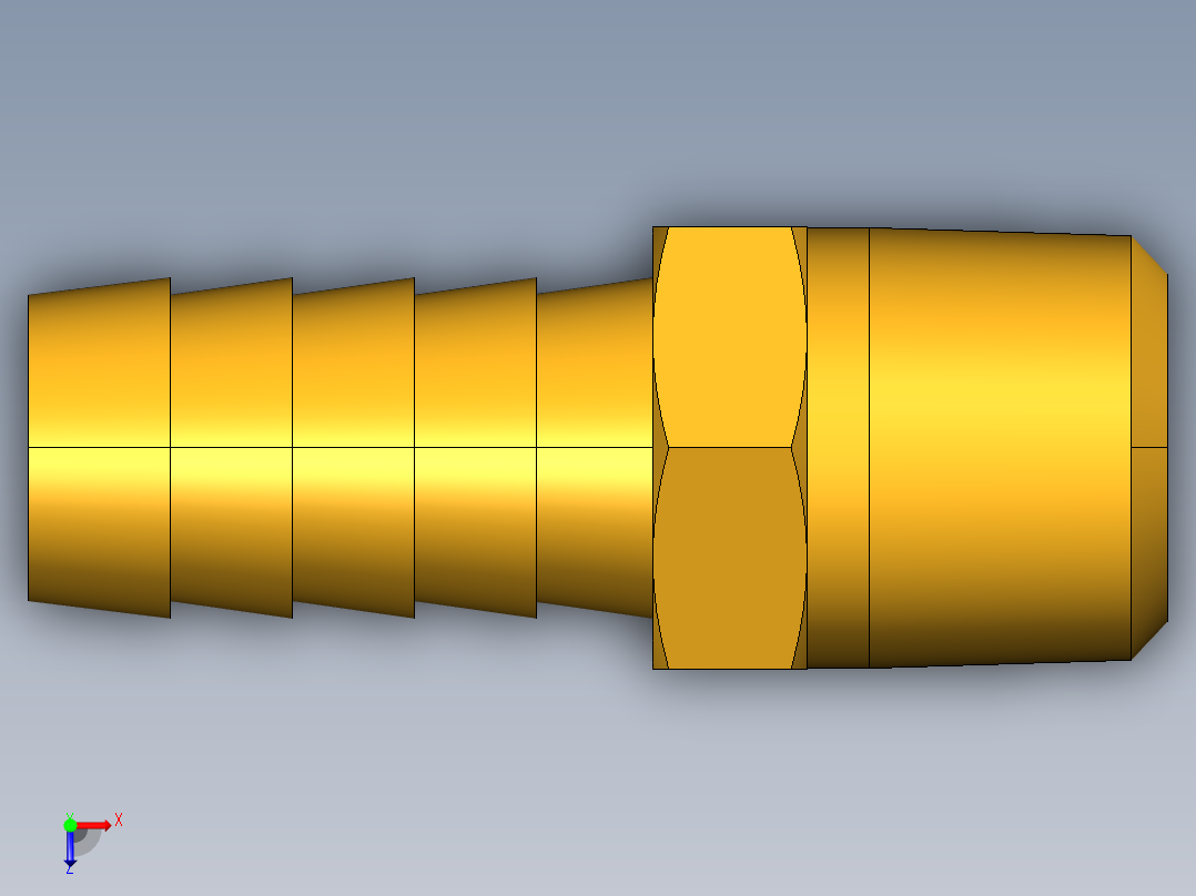 倒齿式工业管接头Hose Barb to Male Pipe 125HBL-8-6俯视图