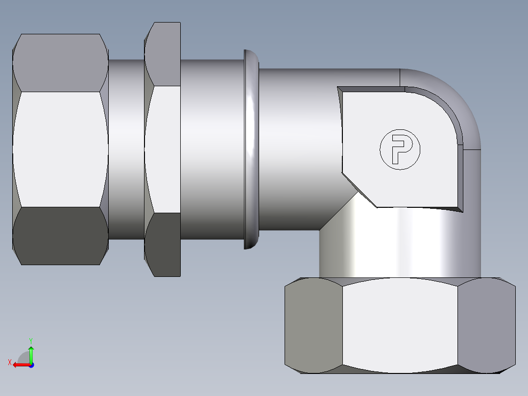 卡套式工业通用硬管接头EO_Bulkhead_elbow_WSV35ZLCF后视图