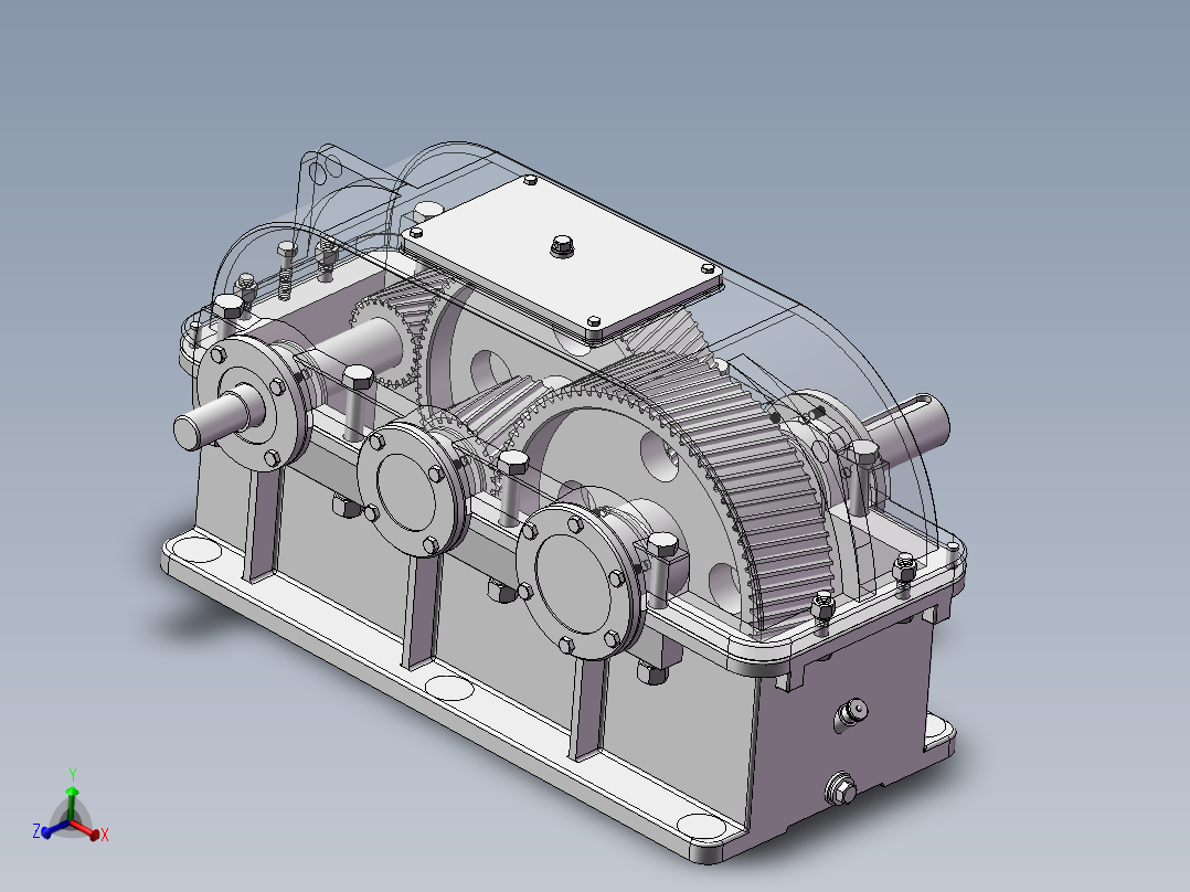 展开式二级圆柱齿轮减速器设计含三维二维说明书主视图