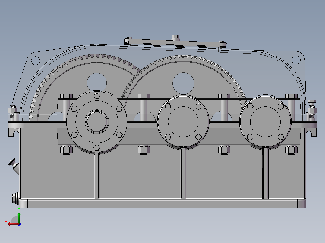 展开式二级圆柱齿轮减速器设计含三维二维说明书后视图