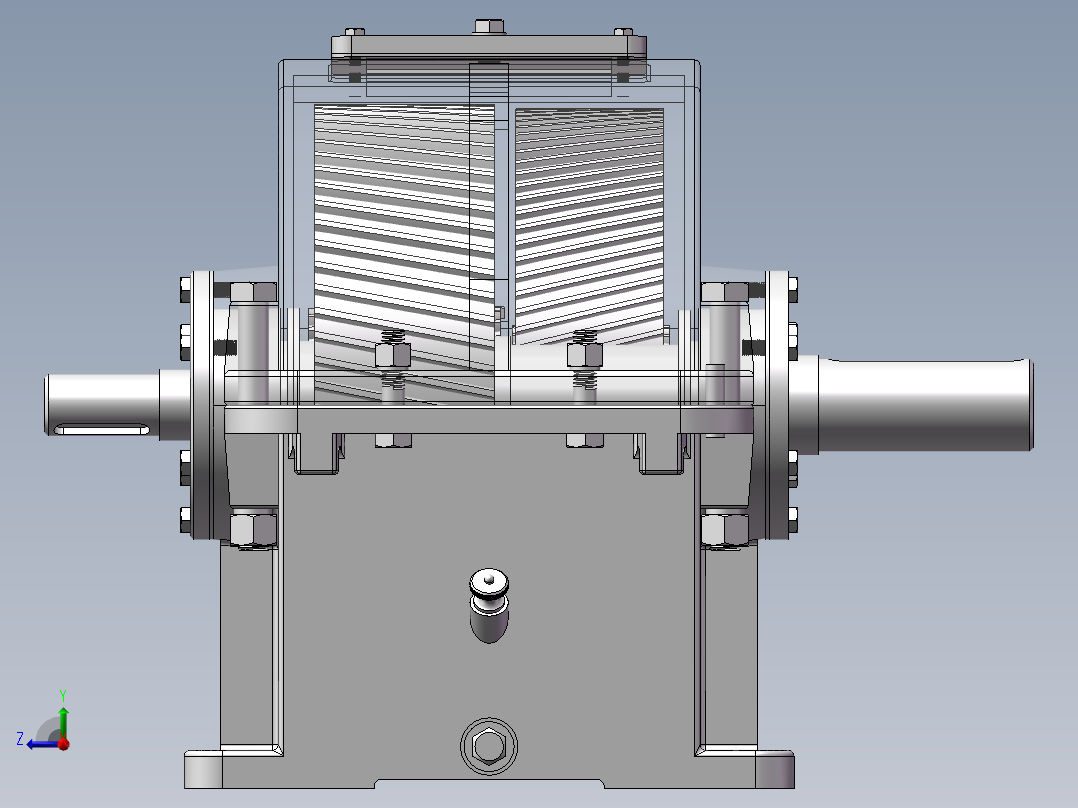 展开式二级圆柱齿轮减速器设计含三维二维说明书右视图