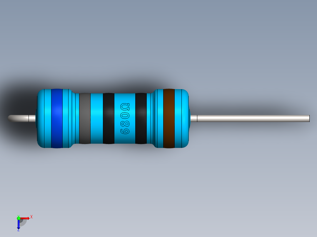 电容器 二极管 电阻器-Resistor Vertical 680 Ohm 1W俯视图
