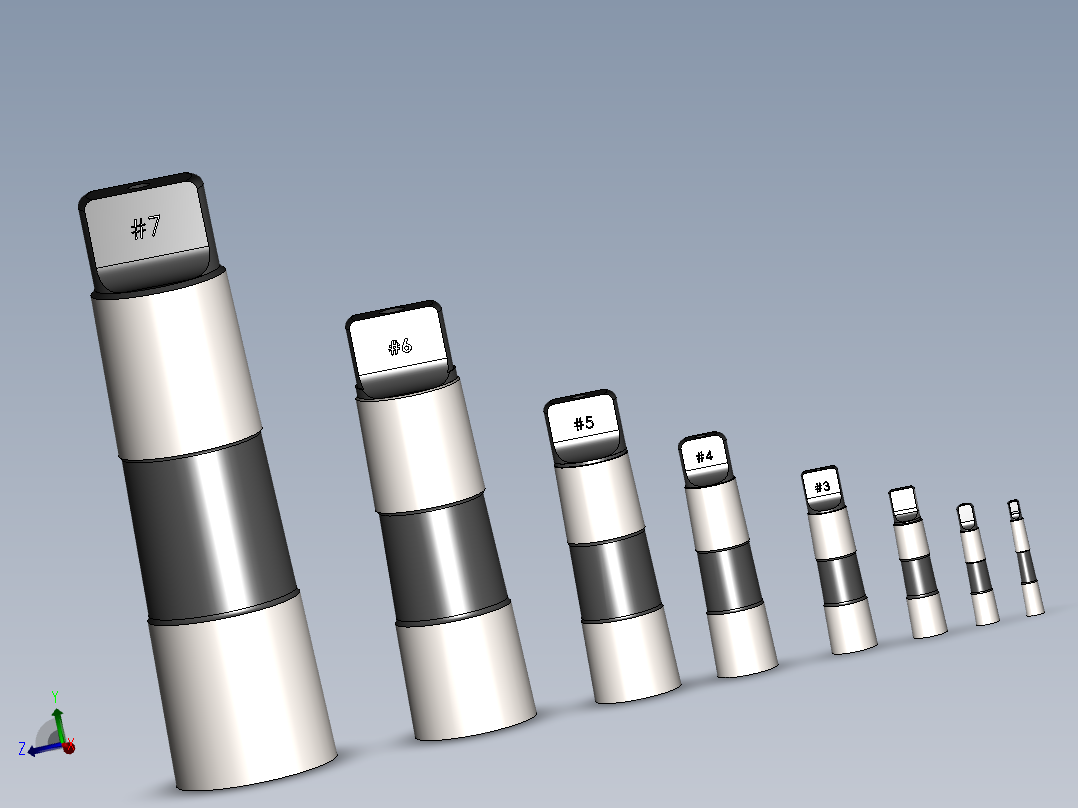 从#0到#7的莫氏锥度集合