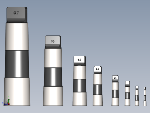 从#0到#7的莫氏锥度集合右视缩略图