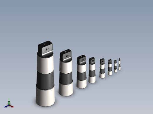 从#0到#7的莫氏锥度集合正等轴测缩略图