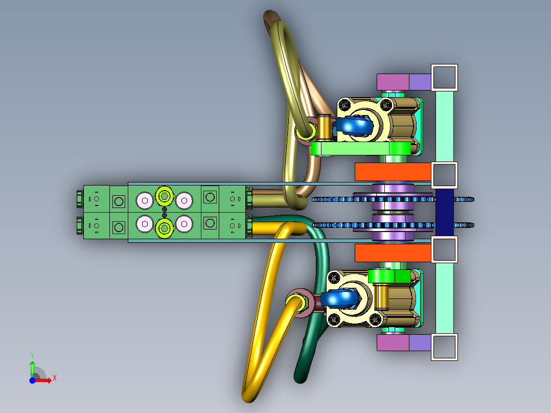 双气缸旋转输出机前视图