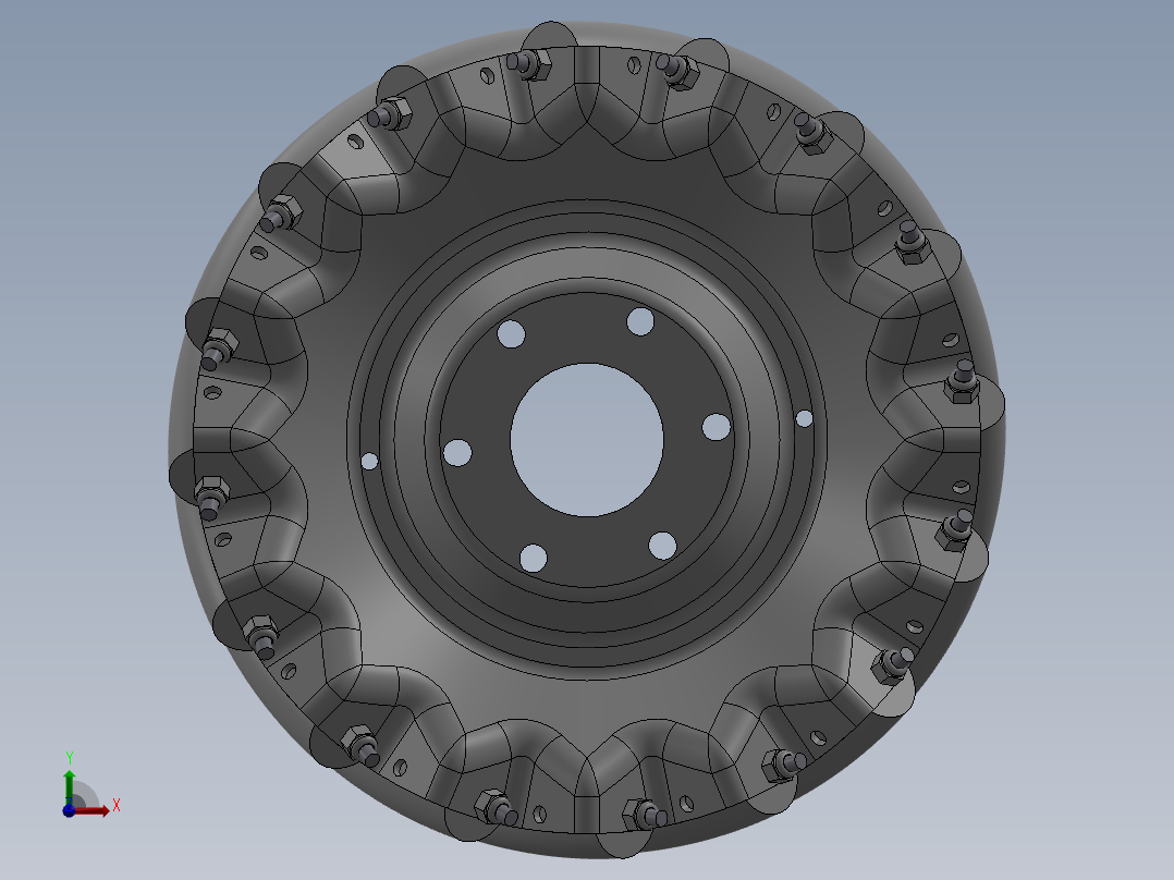 辊子密集排布式麦克纳姆轮前视图
