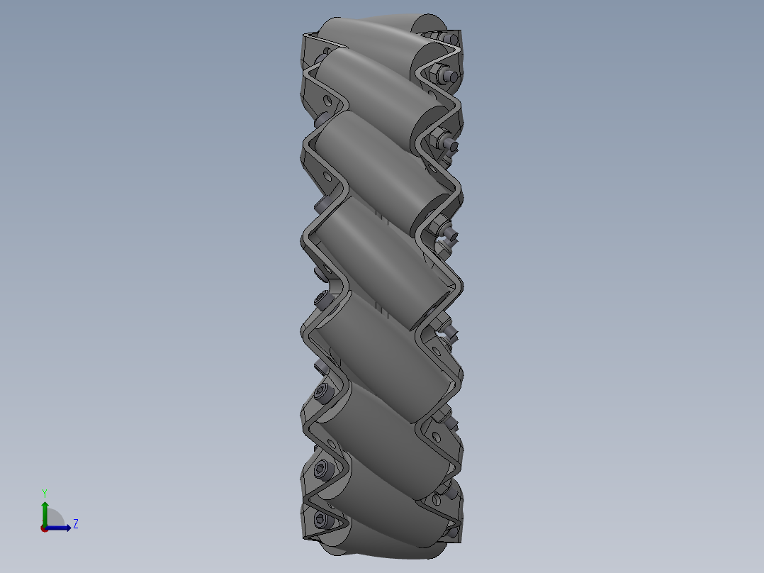 辊子密集排布式麦克纳姆轮左视图