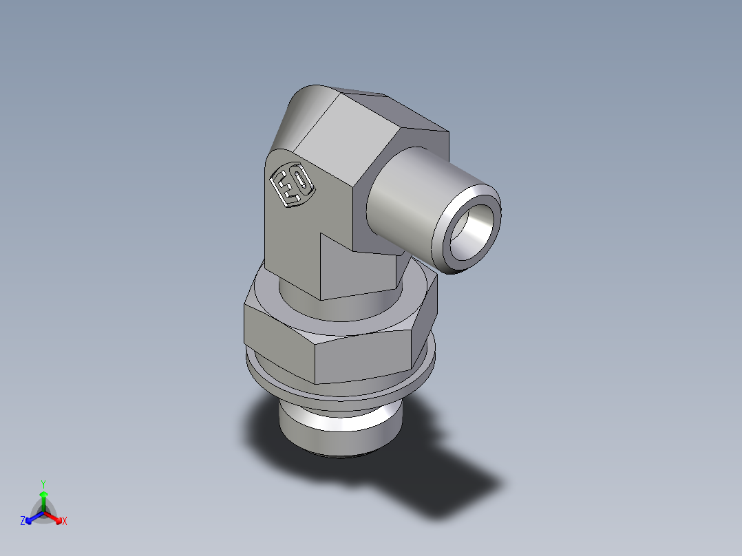 卡套式工业通用硬管接头EO_Adjustable_Locknut_elbow_WEE04LLM10X1OROMDCF正等轴测图