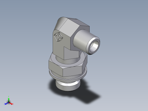 卡套式工业通用硬管接头EO_Adjustable_Locknut_elbow_WEE04LLM10X1OROMDCF正等轴测缩略图