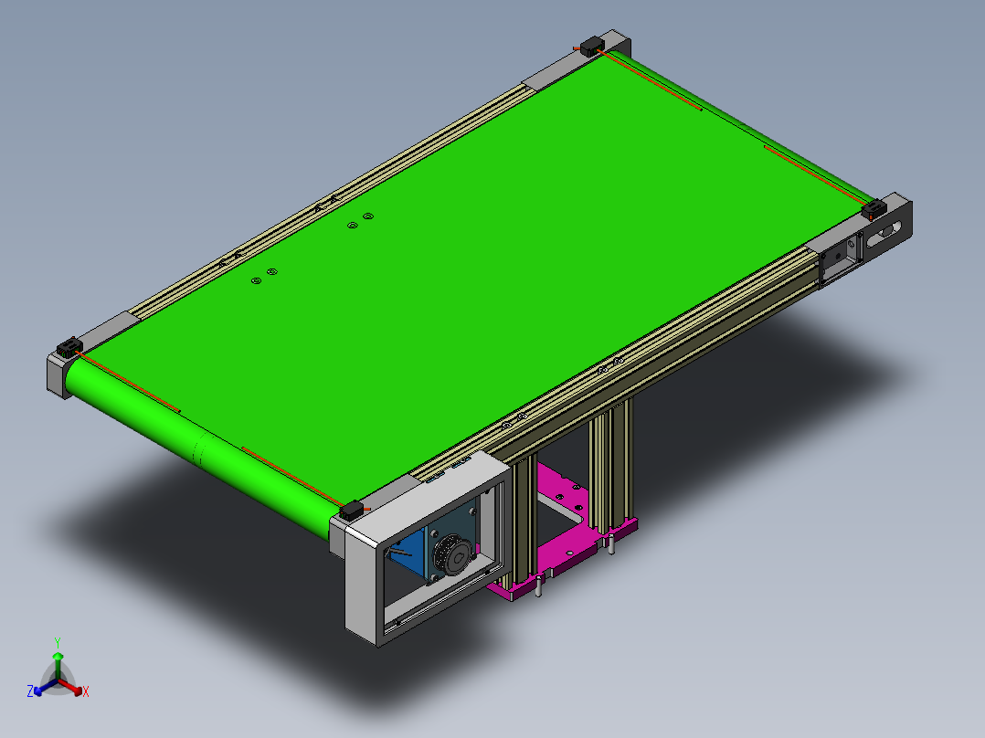 1.08米0.5米皮带机构正等轴测图