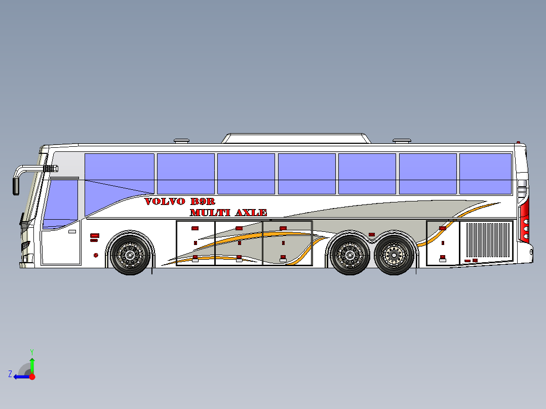 客车、公交车、尔沃大巴右视图