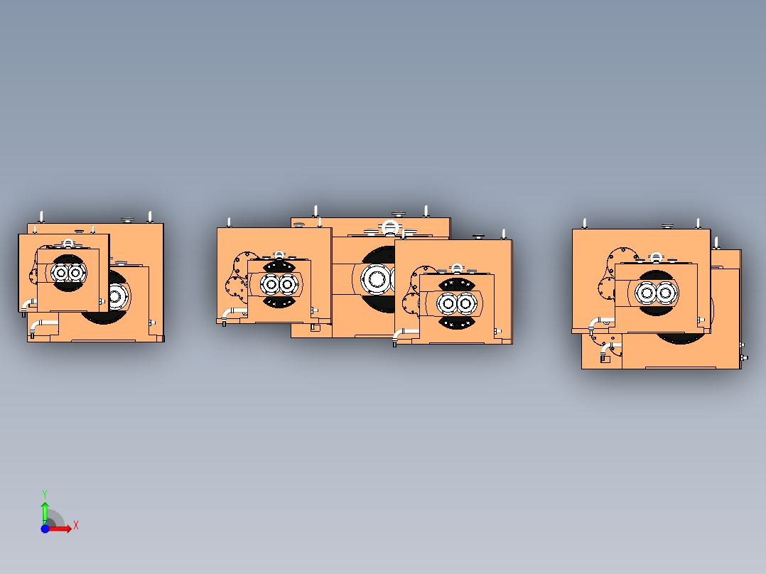 SZ系列锥形双螺杆挤出机齿轮箱7种型号模型前视图