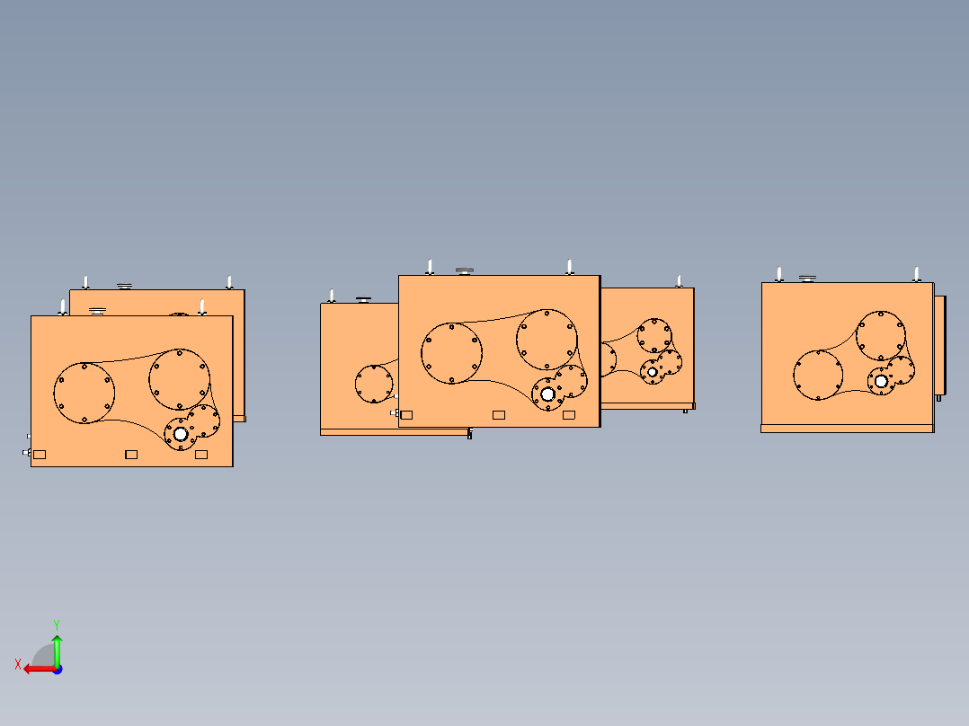 SZ系列锥形双螺杆挤出机齿轮箱7种型号模型后视图