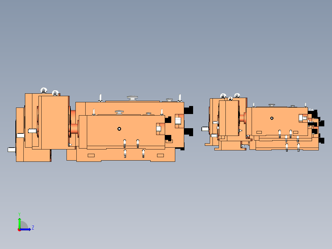 SZ系列锥形双螺杆挤出机齿轮箱7种型号模型左视图