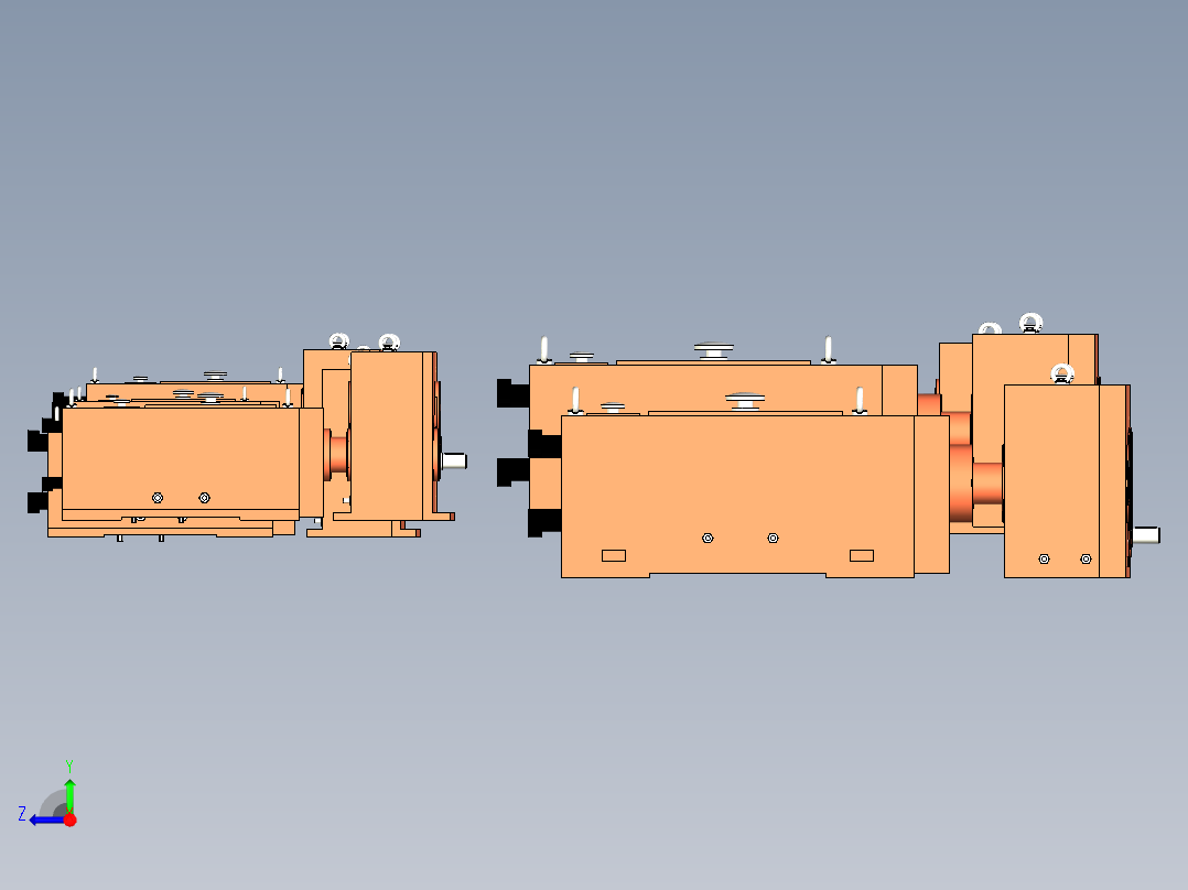 SZ系列锥形双螺杆挤出机齿轮箱7种型号模型右视图