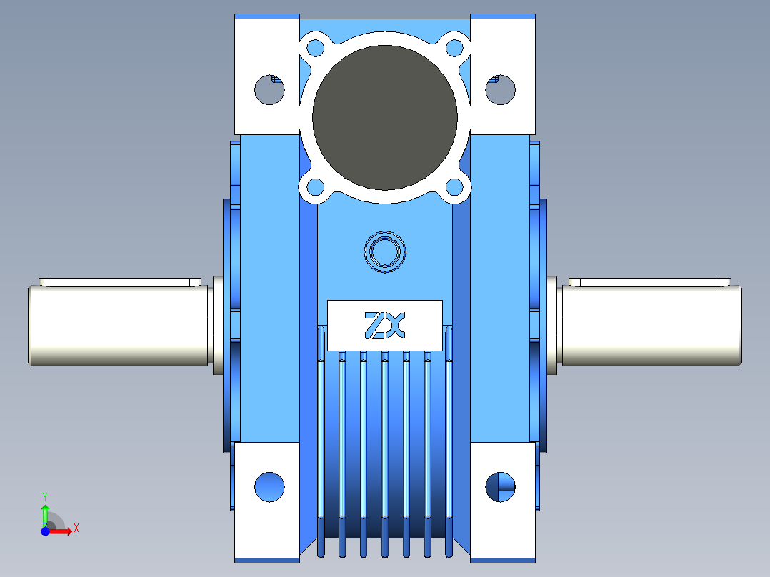NRV030-090型蜗轮蜗杆减速机[NRV090╱20╱DS╱B3]前视图