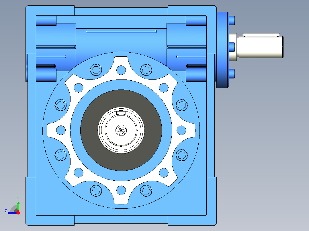 NRV030-090型蜗轮蜗杆减速机[NRV090╱20╱DS╱B3]右视图