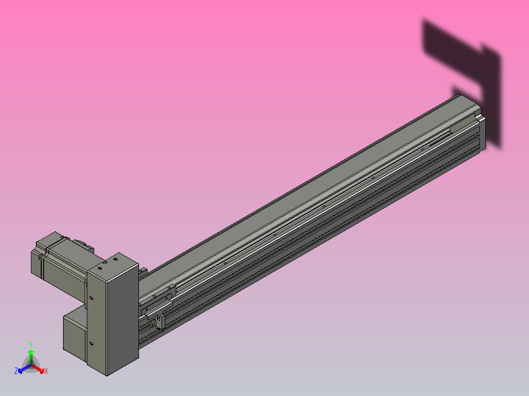 皮带直线轴半封闭可选导轨TPA-HNB-65S-90-L550-RU-Y-P10-N3正等轴测图