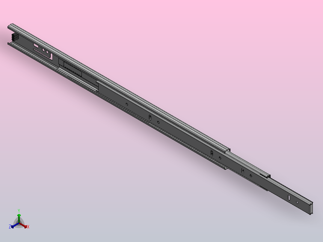 抽屉滑轨正等轴测图