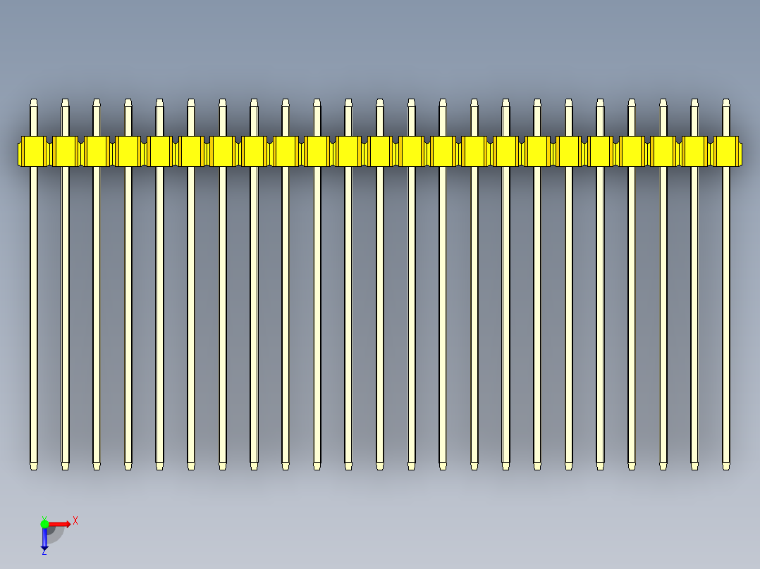 彩色公头100mil（2.54mm）系列-DS1021_yellow_2x23p_100mil_Type43_rev1.0俯视图