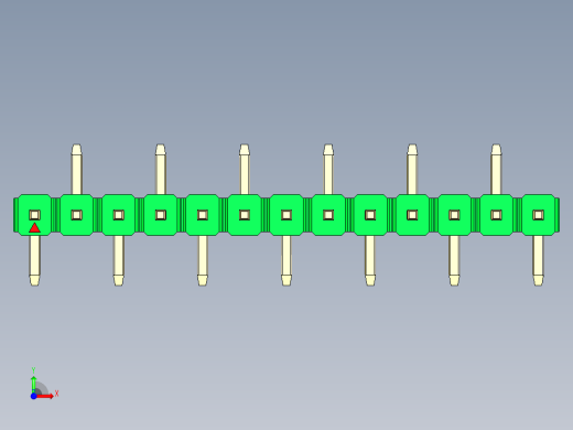 彩色公排针 100mil 2.54mm 系列-DS1022_green_13p_100mil_Type_SMT_R2_rev1.0前视缩略图