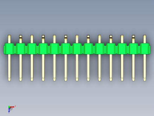 彩色公排针 100mil 2.54mm 系列-DS1022_green_13p_100mil_Type_SMT_R2_rev1.0俯视缩略图