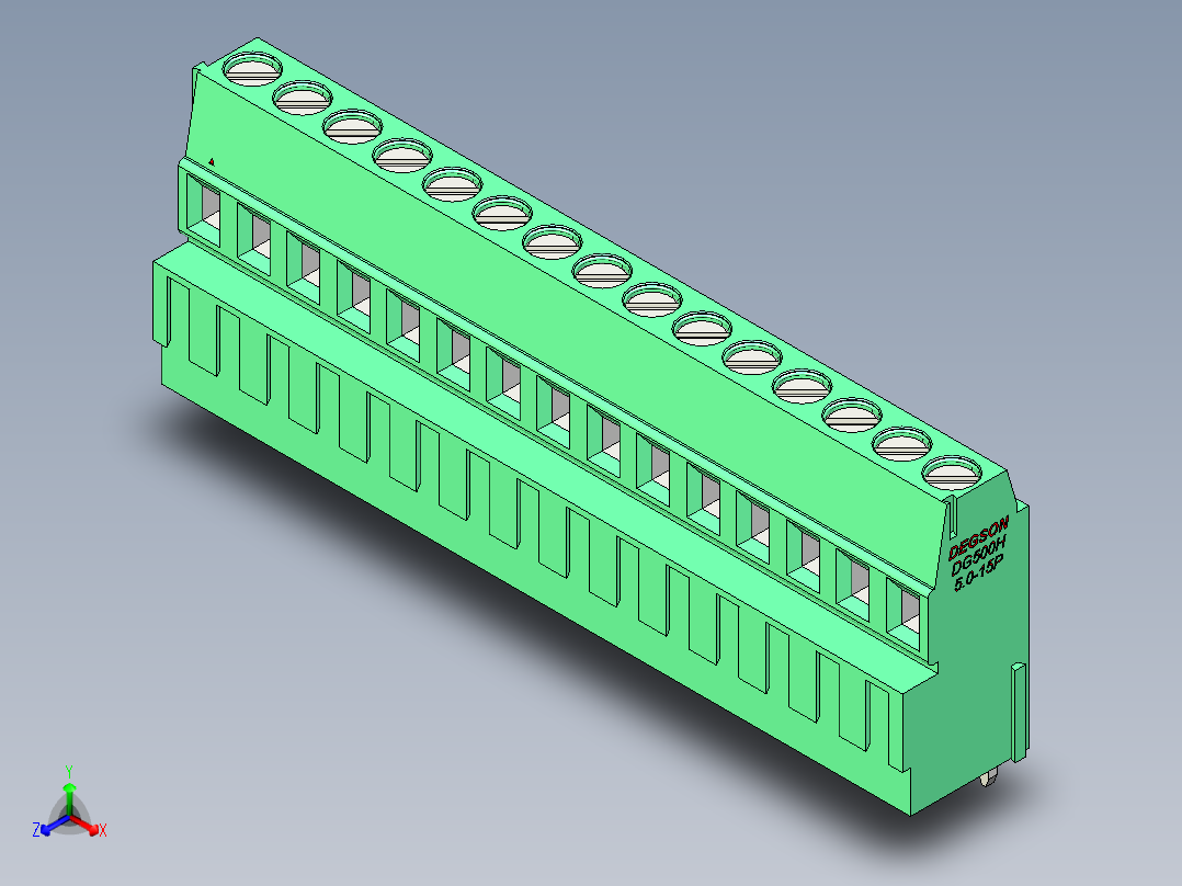 DEGSON DG500 系列 5.05.087.62mm 接线端子-DG500H-5.0-15P-14-00AH主视图