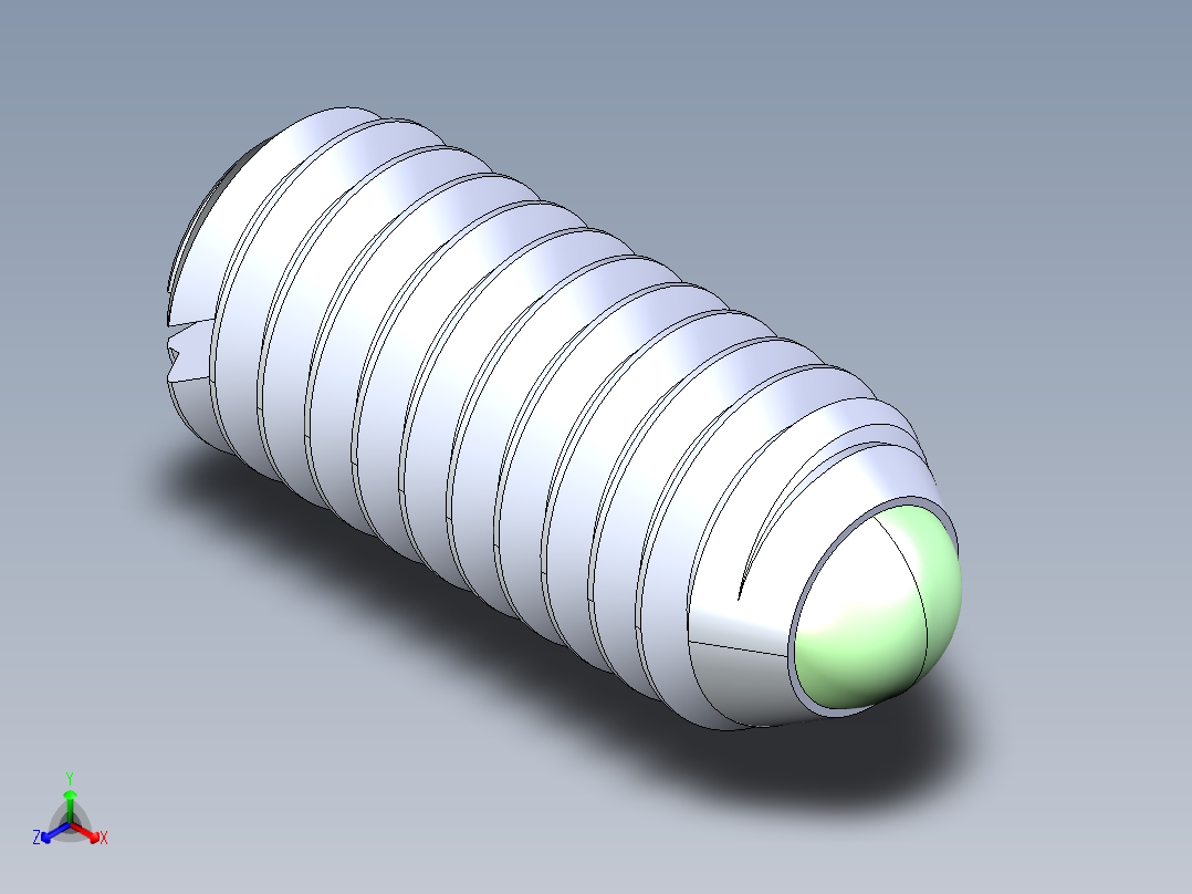 公制球形弹簧柱塞-DME SET SCREW SPRING BALL PLUNGER M4 x 9 .STEP正等轴测图