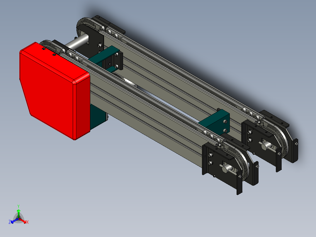 链条驱动的滚轮输送机传送带