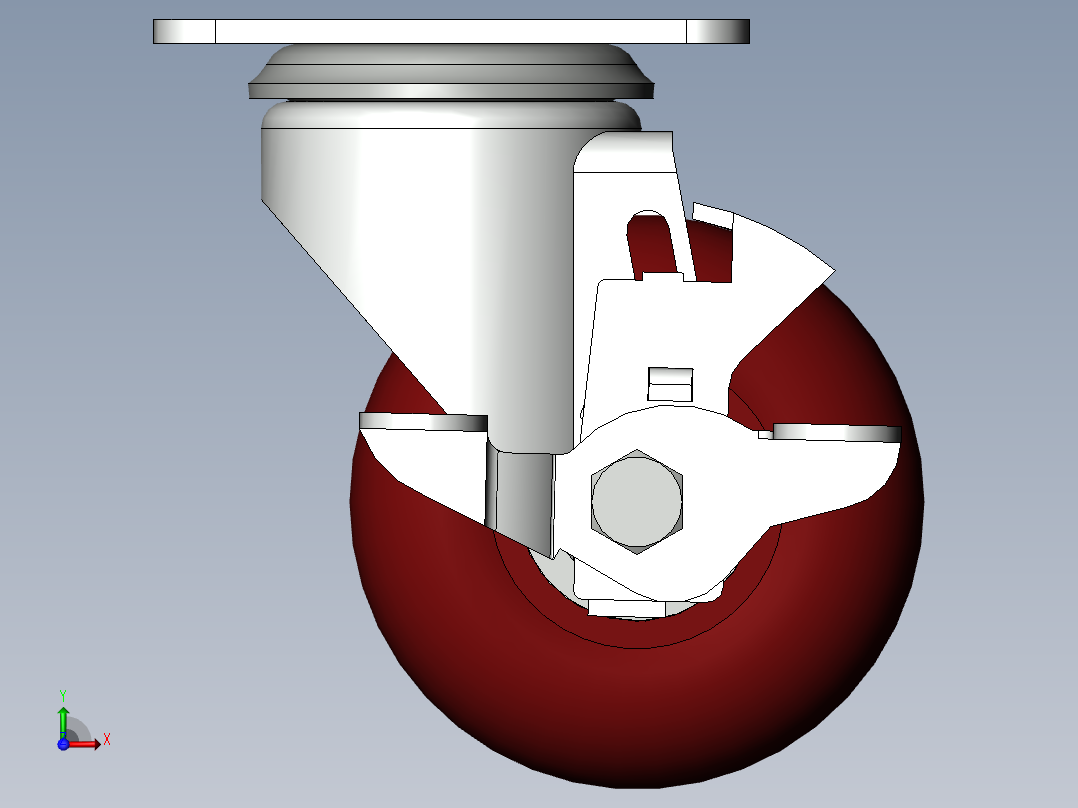 万向轮子带锁紧结构前视图