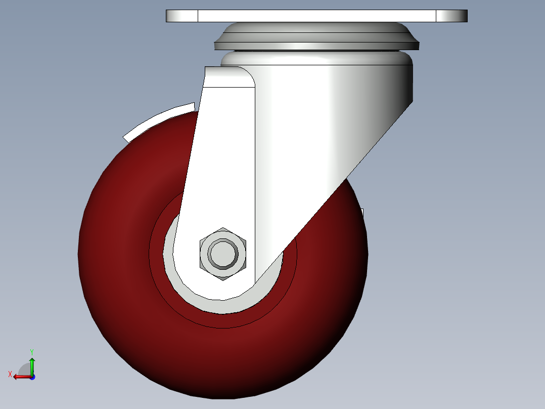 万向轮子带锁紧结构后视图