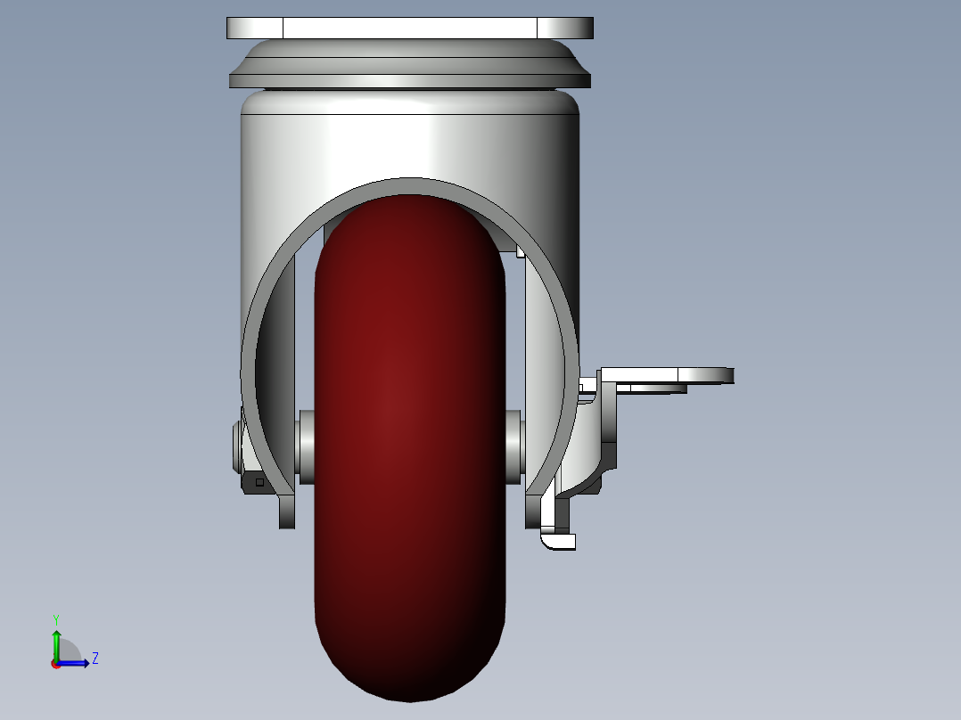 万向轮子带锁紧结构左视图