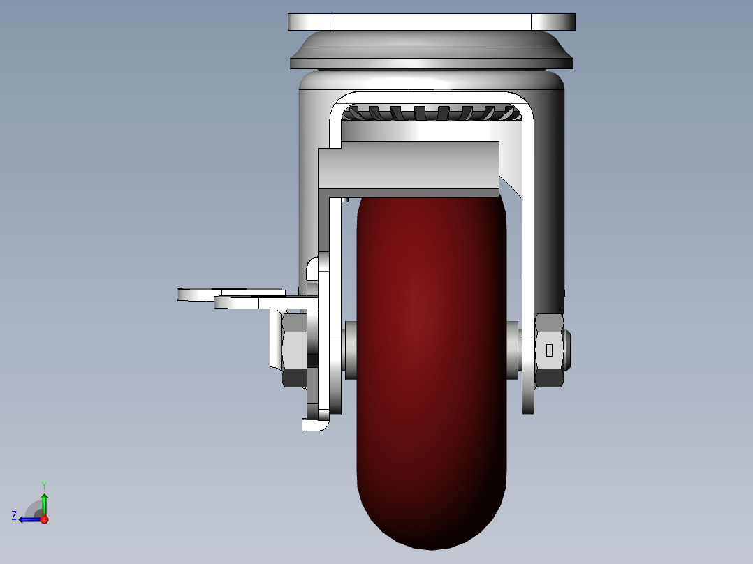 万向轮子带锁紧结构右视图