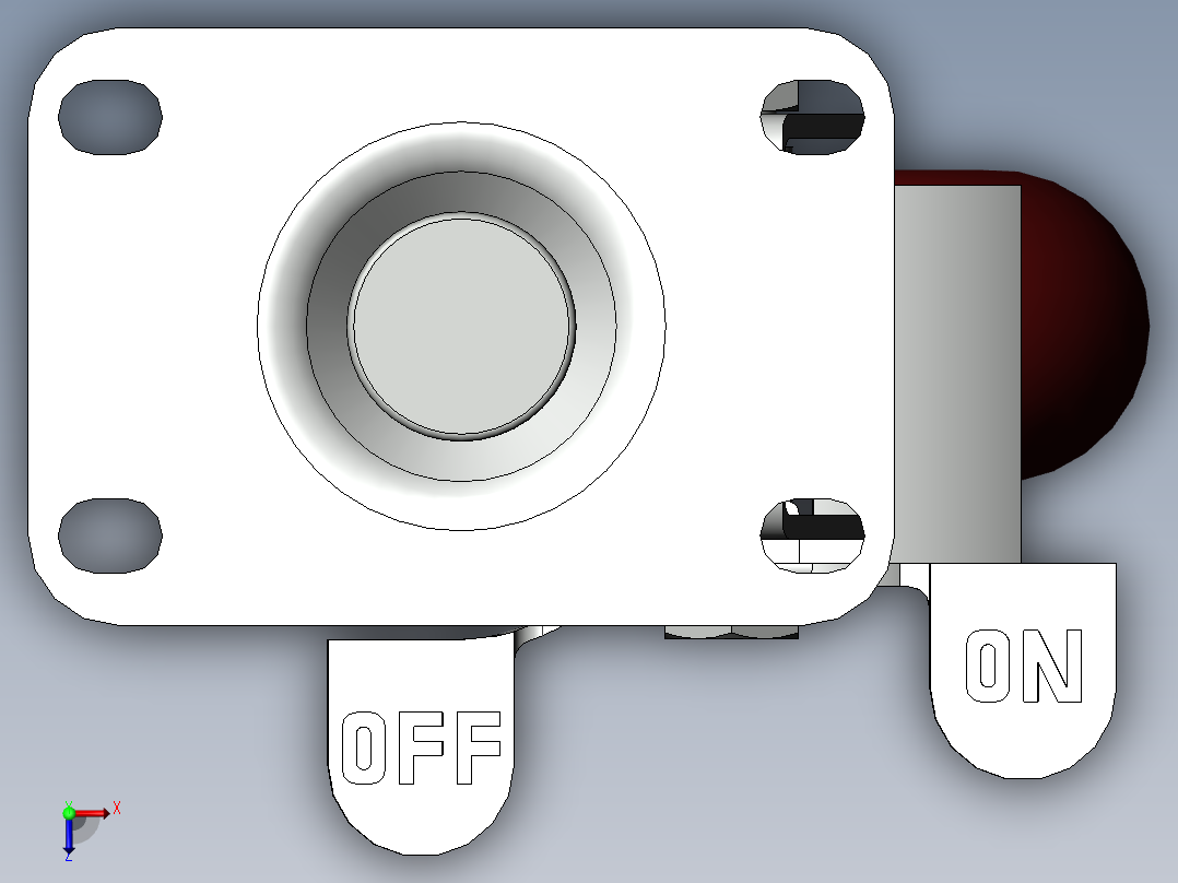 万向轮子带锁紧结构俯视图