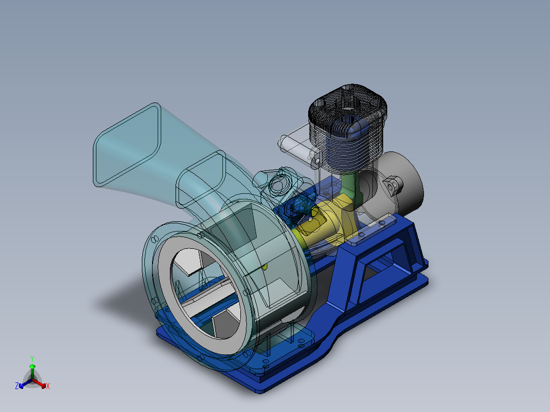 发动机鼓风机总成5正等轴测图