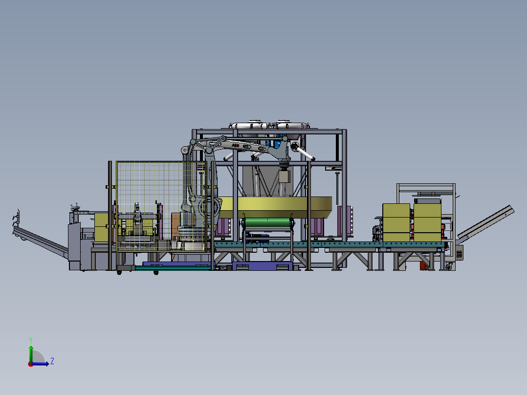 食品装箱码垛设备自动化流水线sw20左视图