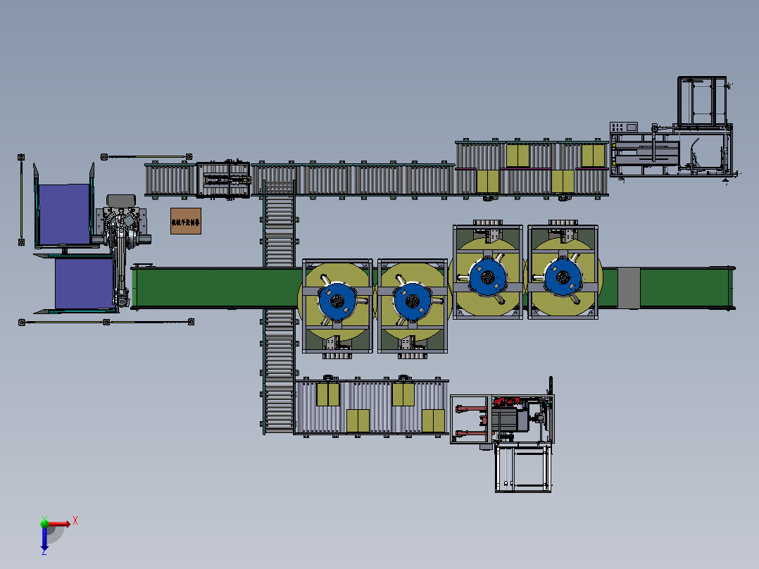 食品装箱码垛设备自动化流水线sw20俯视图