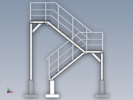 工业楼梯操作平台前视缩略图
