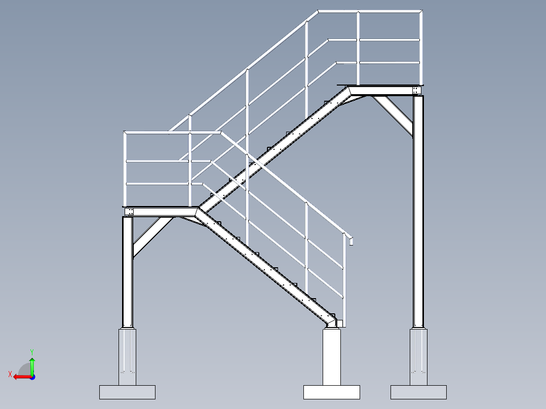 工业楼梯操作平台后视图
