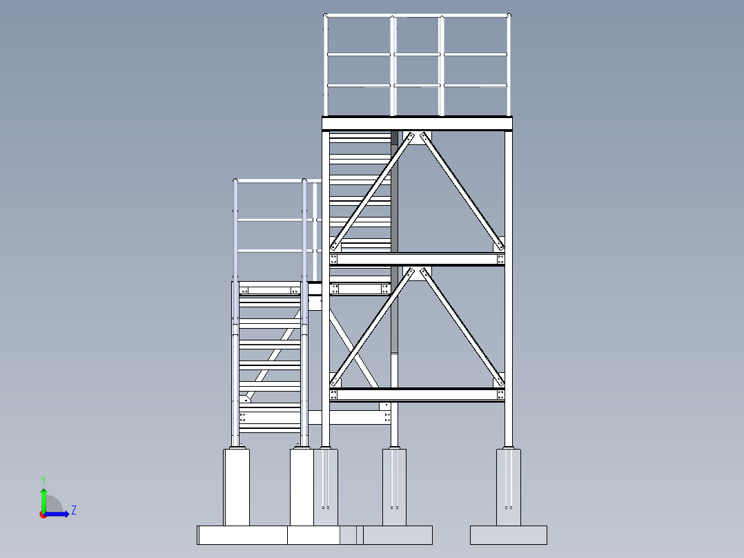 工业楼梯操作平台左视图