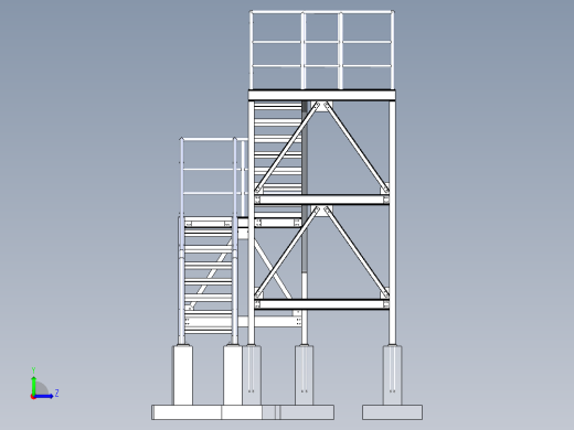 工业楼梯操作平台左视缩略图