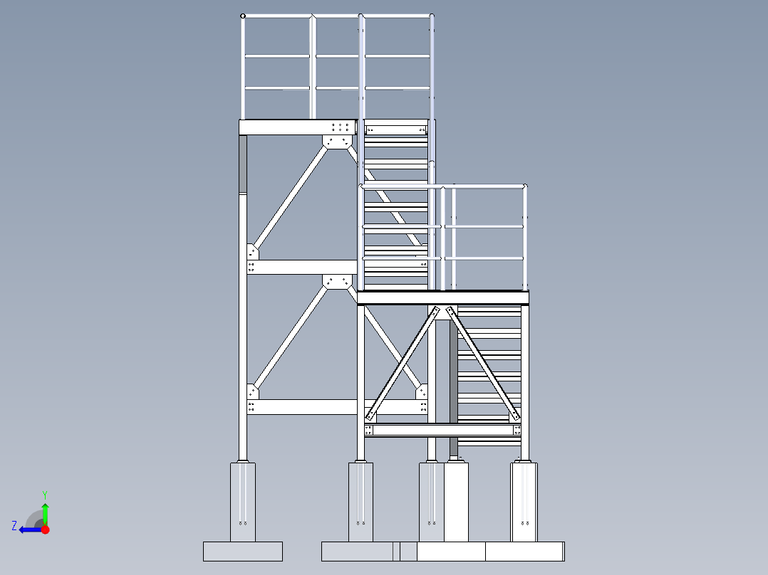 工业楼梯操作平台右视图