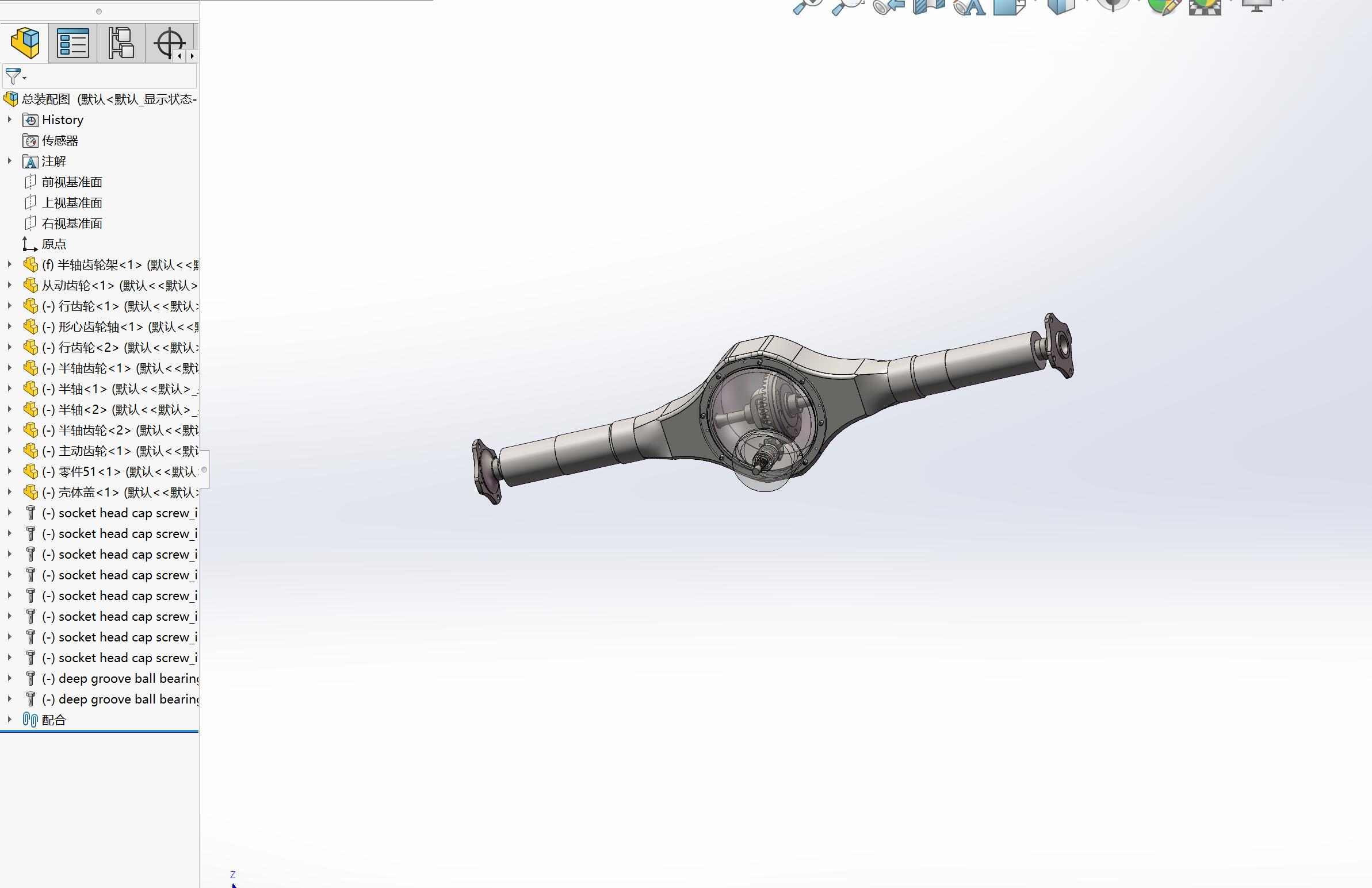 轻型轿车驱动桥三维SW模型