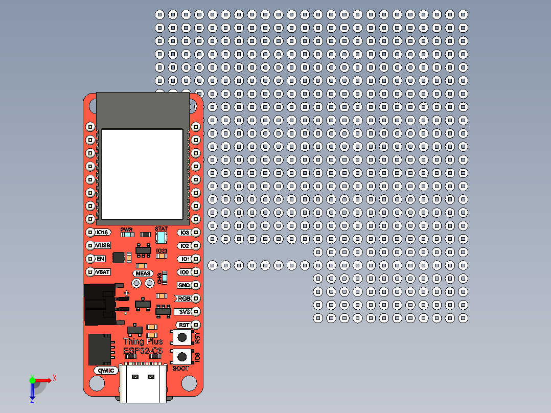 带引脚的 Sparkfun Thing Plus ESP32-C6俯视图