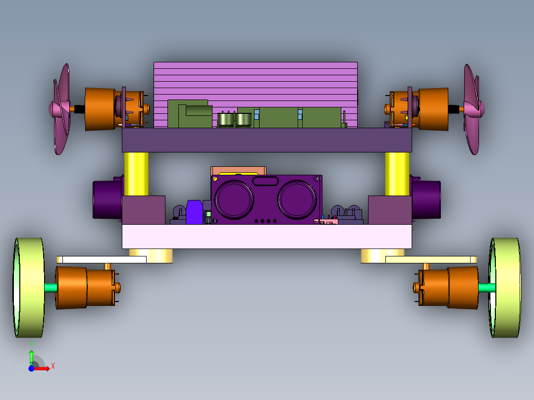 差速四驱电动小车前视图